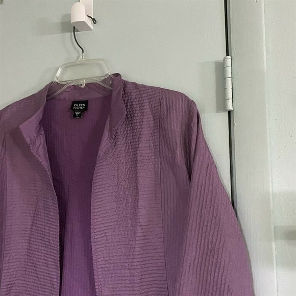 Eileen Fisher Silk Jacket Open Front Blazer Purple - Picture 3 of 7